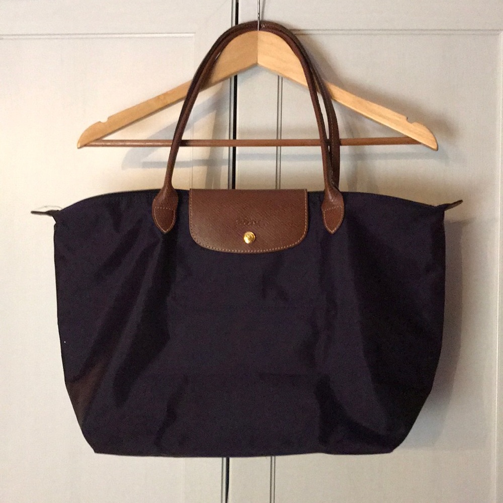 Longchamp le pliage large eggplant shoulder bag